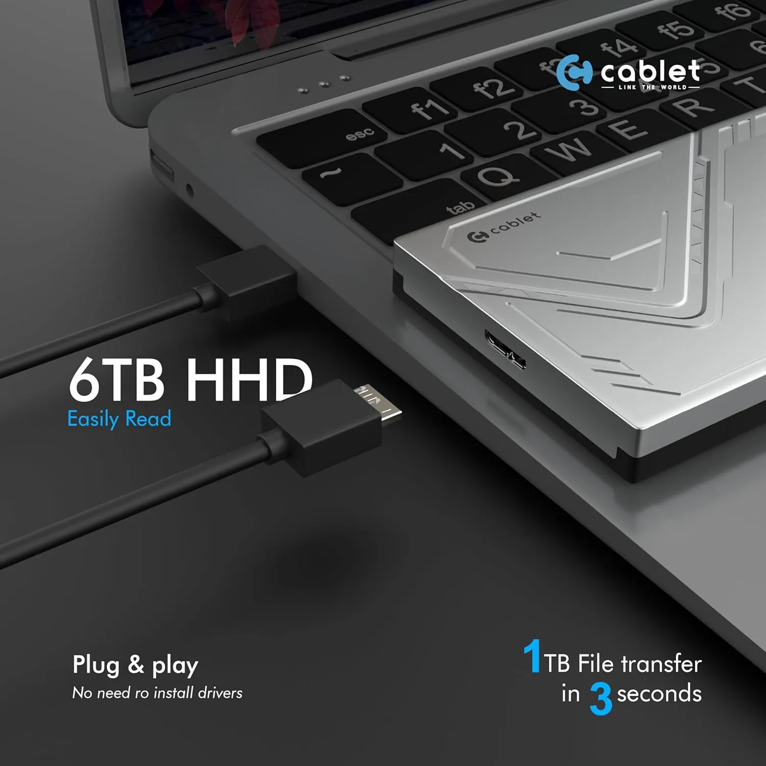 Cablet SSD Casing 2.5 Inch SATA USB 3.0 (HD2566U3) view 3